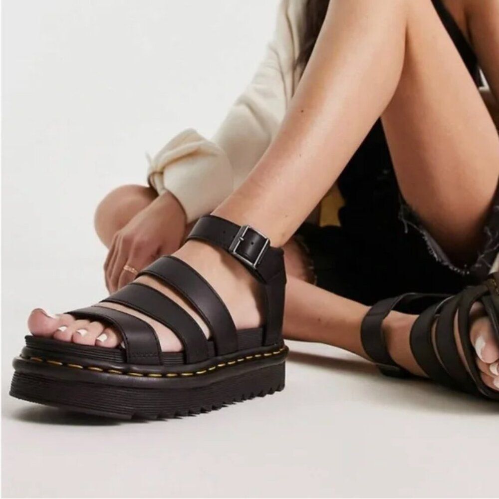 Doc Martens Black Blair Hydro Gladiator Sandals Size 8 - Picture 2 of 9
